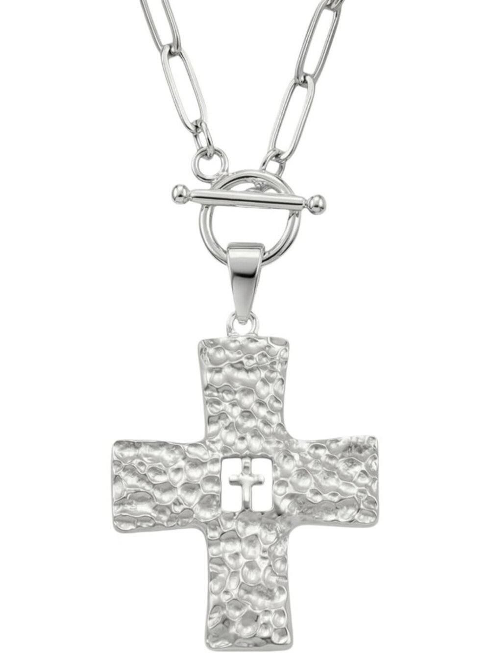 Chunky Cross Necklace for Women - S925 Sterling Silver, Gold Plated, Waterproof